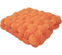 JWSYBD Knot Ball Pillow with Soft Velvet Short Plush Sensory Cushion Pillows Round Home Decoration Throw Knotted Handmade Cuddle Boucle Square for Sofa Bed Office Room Reading (Orange,15 * 15 * 5in)