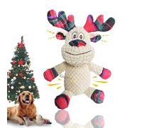 JWTEEE Dogs, Plush Squeaky Reindeer Dog Toy with Crinkle Paper, Interactive Christmas Dog Toy as Cuddly Toy for Dogs (Beige)