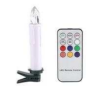 Jwthee 10Pcs LED Flameless Taper Candles with Remote Timer Clip on Candles for Christmas Tree Colorful Light Window Candles Lights Battery Operated Electric Fake Candles