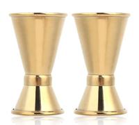Jwthee 2PCS Gold Cocktail Jigger, Dual Spirits Measure Cup, Stainless Steel Shot Measure, Bar Cocktail Shot Measure