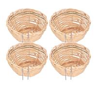 Jwthee 4PCS Wood Bird Nest for Cage, Bird House for Cage Handwoven Bird Cage House Hatching Breeding Cave with Hook for Parrots Canary