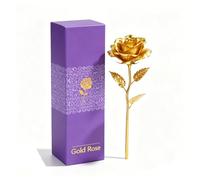 Jwthee Artificial 24K Rose Flower, Yellow Rose Dipped Gold 24K Gold Dipped Rose Real Long Stem Eternity Rose for Valentine's Day, Mother's Day, Anniversary, Birthday