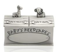 Jwthee Baby Keepsake Box for Boy and Girl,Baby First Tooth and Curl Keepsake Box Set for Little Children (Ancient Silver)