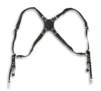 Jwthee Camera Harness, Dual Shoulder Leather Camera Strap Double Camera Harness for Photographers Adjustable Camera Shoulder Strap for Two Cameras (X Type, Black)