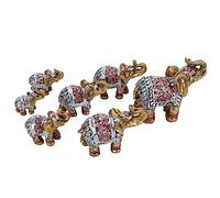Jwthee Elephant Trunk Statue Wealth Lucky Feng Shui Figurine,7Pcs Luck Elephant Decor Set Cute Resin Elephant Statue Decor for Home Table Decoration