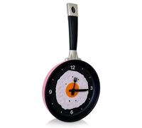 Jwthee Frying Pan Kitchen Wall Clock, 3D Fried Egg Shaped Pot Wall Clock, Modern Design for Kitchen Decoration, Egg Frying Pan Wall Clock (Pink)