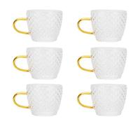 Jwthee Glass Tea Cups Set of 6, Glass Coffee Mugs with Handles Coffee Espresso Cup Clear Glass Beverage Mug Milk Cups Wine Cups Vintage Drinking Glassware for Water for Latte Cappuccino