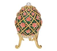 Jwthee Hand Painted Easter Egg Style Enamel Trinket Box with Hinged, Vintage Metal Jewelry BoxCase Jewelry Ring Holder case