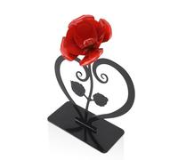 Jwthee Handcrafted Wrought Iron Rose,Forged Eternal Wroughts Roses Wroughtss Irons Red Rosess, Multifunctional Figurine Ornament for Table and Shelf for Home Living Room