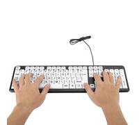 Jwthee Low Vision Keyboard, Large Print Mechanical Keyboard Wired with White Keys for Seniors and Visually Impaired, 104 Key Wired USB Computer Keyboard, 1.35m Cable