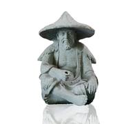 Jwthee Mini Fisherman Figurines, Miniature Resin Fishing Old Man Statues Chinese Mudman Sitting Garden Ornament for Outdoor Pool Micro Landscape Bonsai Decor