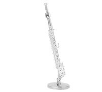Jwthee Miniature Flute with Stand and Case, Copper Miniature Flute Mini Musical Instrument Miniature Replica Flute Home Christmas Ornament (Silver, 4.3)