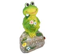 Jwthee Miniature Solar Frog Figurine,9inch Outdoor Garden Pool Animal Frog Ornament Figurine Pool Animal Frog Ornament Figurine Model Resin Yard Pond Lawn Statue