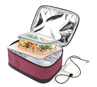 Jwthee Portable Oven, Electric Lunch Box Food Warmer Lunch Box Heated Lunch Box 5V Mini Oven with USB Cable, Aluminium Foil Liner, Personal Portable Microwave for Office (Wine Red)