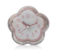 Jwthee Small Alarm Clock, Flower Shape Desk Clock Battery Operated Clock for Bedroom Quiet Low Noise Silent Table Clock for Table, Bedroom, Bedside, Living Room (Roseate)