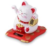 Jwthee Solar Powered Cute Waving Cat, Lucky Cat Waving Arm Neko Beckoning Lucky Money Cat Solar Fortune Cat Statue Decorations for Home Office and Car