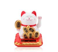 Jwthee Solar Powered Lucky Cat, Waving Fortune Maneki Neko for Good Luck, Feng Shui Welcoming Cat for Home, Office, Car, And Business Decoration