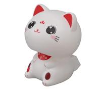 Jwthee Solar Powered Nodding Cat, Plastic Lucky Bobble Head Figurine, Cute Welcome Cat Decoration for Home Office Car (with Large Eyes)