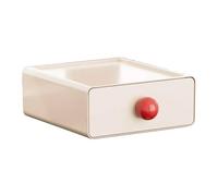 Jwthee Stackable Desk Organizer with Drawer, Plastic Desk Storage Box, Large Capacity Storage Drawer Organizer Desktop Organization for Stationery, 7.9x7.9x3.0in (Cream White)