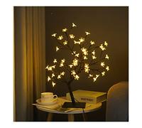 Jwthee Tabletop Bonsai Tree Light, LED Artificial Tree Lamp Aesthetic Tree Lamps for Living Room Cute Night Light Room Decor Light up Bonsai Tree for Christmas Indoor Bedroom (Black 48 Lights Sakura)