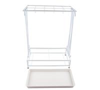 Jwthee Umbrella Rack Stand, 10 Slots 8 Hooks Metal Umbrella Holder Stand with Removable Drip Tray Modern Umbrella Stand Indoor Entryway for Home (White)