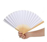 Jwthee White Folding Hand Fans, Folding Paper Fan Calligraphy Painting Drawing Fans Classical Performanc Fan Traditional Chinese Dancing Fans Photography Prop Fan Decor