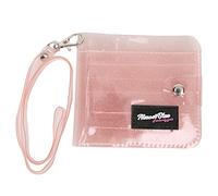 Jwthee Women Girls Bifold Wallet Purse, Glitter Transparent PVC ID Card Case Holder with Neck Lanyard Slim Bifold Credit Card Case Holder (Orange)