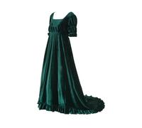 JWTSWLN Plus Size 1870's Victorian Polonaise Dress Civil War Gown Empire Waist Regency Era Dress, Green, L