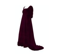 JWTSWLN Plus Size 1870's Victorian Polonaise Gown Civil War Dress Empire Waist Regency Era Dress, 4X-Large, Wine Red