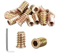 jwtyu Pack of 30 Screw-In Nuts M10 x 20 mm M10 Galvanised Ramp Sleeve with Wrench Hexagon Socket Thread Insert Wood for Fibreboard Plywood and Wooden Furniture