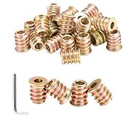jwtyu Pack of 45 Screw-in Nuts M4 x 12 mm M4 Galvanised Ramp Sleeve with Wrench Hexagon Socket Thread Insert Wood for Fibreboard Plywood and Wooden Furniture