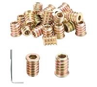 jwtyu Pack of 45 Screw-in Nuts M6 x 18 mm M6 Galvanised Ramp Sleeve with Wrench Hexagon Socket Thread Insert Wood for Fibreboard Plywood and Wooden Furniture