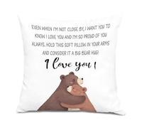 JWVK Long Distance Gifts Pillow Covers 18x18, Inspirational Gifts for Daughters Sons Kids from Dad Mom Parents, Christmas Birthday Graduation Gifts for Son Daughter, Cute Bear Gifts Pillow Covers