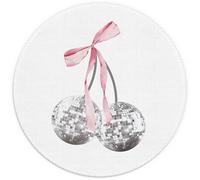 JWVK Y2K Retro Funky Disco Ball Mouse Pad, Preppy Coquette Pink Bow Cherry Small Round Mouse Pads for Desk, Girly Mouse Pad, Girly Desk Accessories, 7.9x7.9 Inches