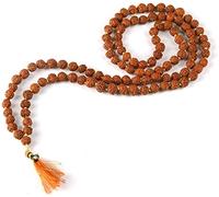 JX2 Rudraksha Mala 108 Beads Necklace, Natural Himalaya Rudraksha Seed Prayer Beads Wrist Mala Wrap Bracelet, 9 mm