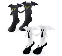 JXADVOK 2 Pairs Halloween Holding Hands Socks,3D Doll Funny Socks Couple Gifts,Ghost Bat Sock Novelty Funny Halloween Christmas Valentines Sock for Couple Adults