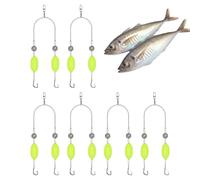 JXAXD 6 Pieces Double Hook Reverse Bottom Rig, Fishing Hook Set, Double Hooks for Fishing, Double Hooks with Inverted Base Line, Tangle-Proof Split Hook Design for Freshwater and Saltwater