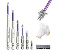 JXAXD 6 Pieces K5 Impact Resistant and Non-Slip Bit Set, Highly Magnetic Screwdriver Drill Bit Set, Magnetic Screwdriver Bit Set, for Hand Drills and Impact Wrenches (25-150 mm)