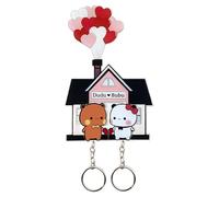 JXAXD Bubu Dudu Keyring Set, Acrylic Bubu and Dudu Keyring, Kawaii Cartoon Couple Keyrings, Key Fob for Couples, Cute Panda Pendant Gift