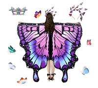 JXAXD Butterfly Costume Women's 3-Piece Set: Butterfly Cape, Headband & Lace Mask - Adult Carnival Costume for Women