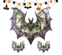 JXAXD Pack of 3 Halloween Bat Sun Catcher Decoration, Gothic Decoration, Indoor, Acrylic Bat Hanging Decoration, Durable Halloween Decoration for Windows, Porches, Walls