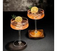 JXAXD Set of 2 Espresso Martini Glasses 10oz Ribbed Cocktail Glasses, Martini Glasses Cocktail Glasses Set, Classic Cocktail Galssware, Bar Drinking Glasses Set, Perfect for Cocktail, Wine, Bar