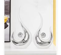 JXCBXJ Abstract Art Ceramic Statue,2Pcs Modern Ceramic Statue, Tabletop Art Home Decor,Elegant Decorations, For Coffee Table Bookshelf Tv Stand Centerpieces Idea Gift (White Silver)