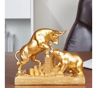 JXCBXJ Bull and Bear Statue,Resin Abstract Tabletop Decor, Stock Market Decor,Gifts for Financial Investment Managers Investor.