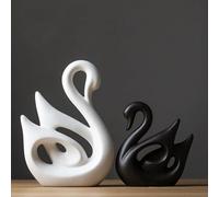 JXCBXJ Ceramic Statue,2 Pieces Swan Sculpture Decor,Creative Ceramic Decorative,Crafts Ornaments Home Decor,Memorial Gift for Parents, Suitable for Shelf, Bookself, TV Stand Decor.