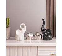 JXCBXJ Ceramic Statue,Elephant Family Figurines Porcelain(Set of 4),Creative Ceramic Decorative,Crafts Ornaments Home Decor,Memorial Gift for Parents, Suitable for Shelf, Bookself, TV Stand Decor.