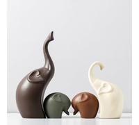 JXCBXJ Ceramic Statue,Elephant Family Figurines Porcelain(Set of 4),Creative Ceramic Decorative,Crafts Ornaments Home Decor,Memorial Gift for Parents, Suitable for Shelf, Bookself, TV Stand Decor.