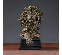 JXCBXJ Lion Head Statue,Resin Lion Statue,Powerful Animal Lion Statue Decoration Desk Feng Shui Ornament for Home Office Decoration Gift. (Copper Color)