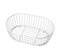 JXCBXJ Metal Wire Fruit Basket,Large Oval Storage Baskets for Bread,Metal Wire Countertop Fruit Bowl Basket Holder for Kitchen.White Modern Home Storage Decor Stand.