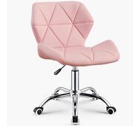 JXCCA Womens Office Chair, Extra Wide Office Chair, Office Chair with Wheels, Pu Artificial Leather Desk Chair, 360° Rotating Silent Pulley, High-resilience Sponge Filling, Pink
